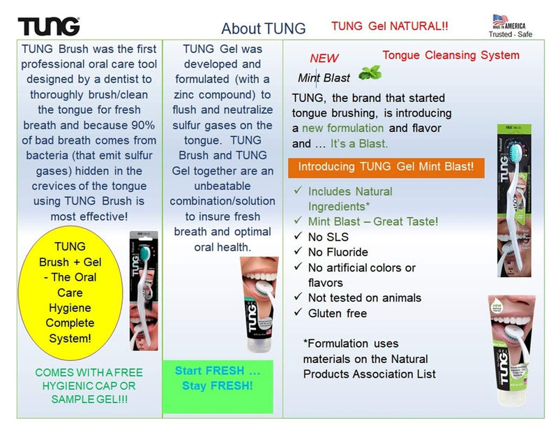 TUNG Gel Natural with Mint Blast 3oz (85g) | Tongue Cleaner | Fights Bad Breath | Eliminates Odour | Halitosis | for Fresh Breath Pack of 2 - BeesActive Australia