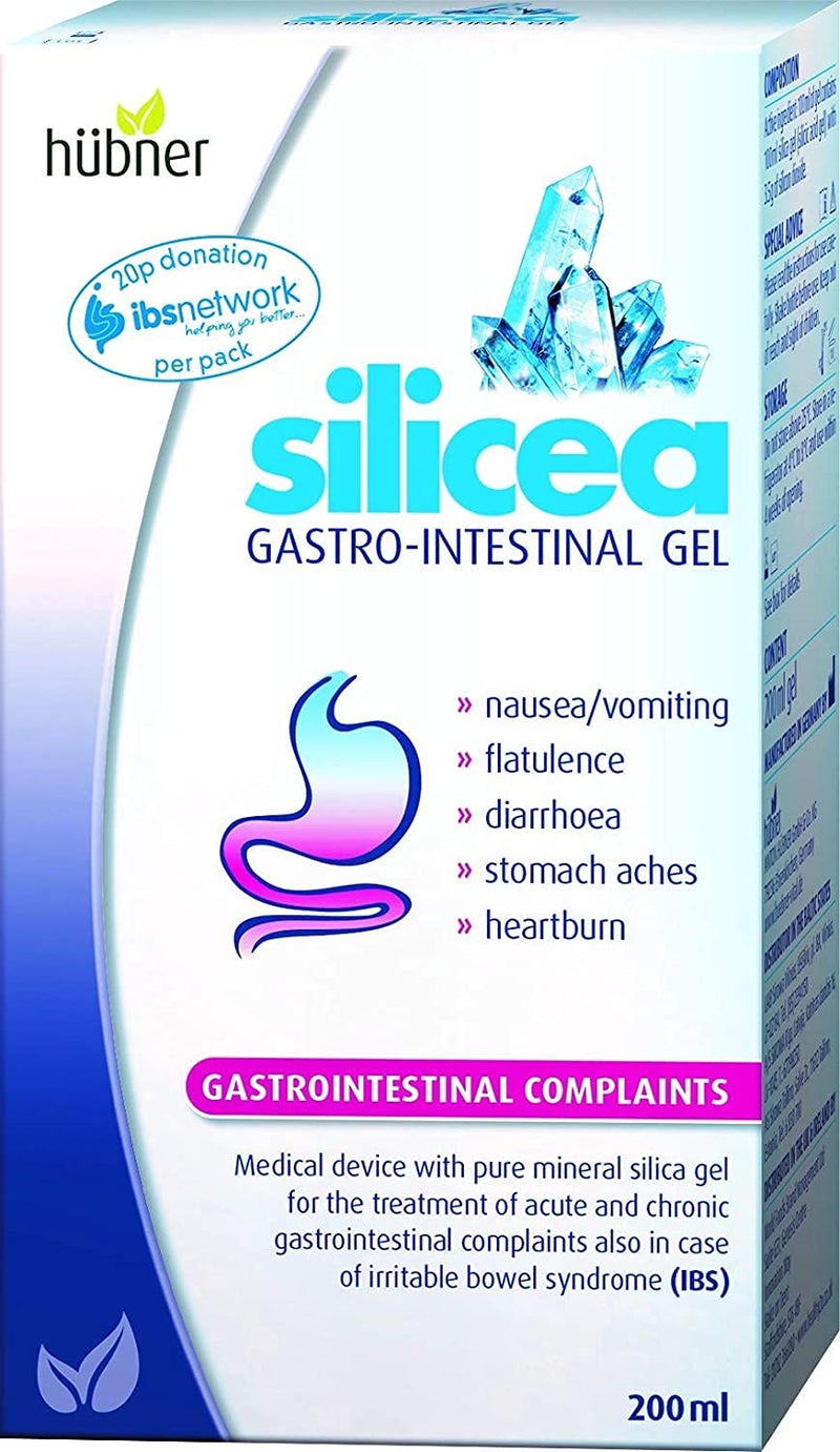 Hubner Silicea Gastrointestinal Gel Stomach ache, Flatulence, Nausea, Vomiting, Diarrhoea and Heartburn 200ml (Twin Pack) - BeesActive Australia