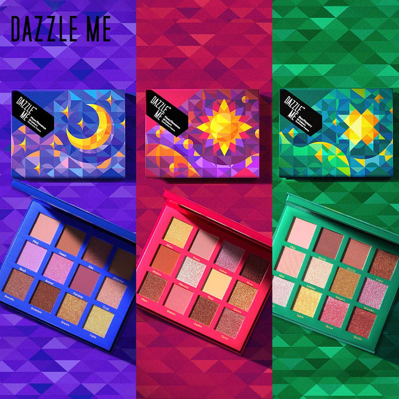 DAZZLE ME Moon Eyeshadow Palette Disc Shimmer Matte Colorful Eyeshadow 12 Colors Blue - BeesActive Australia