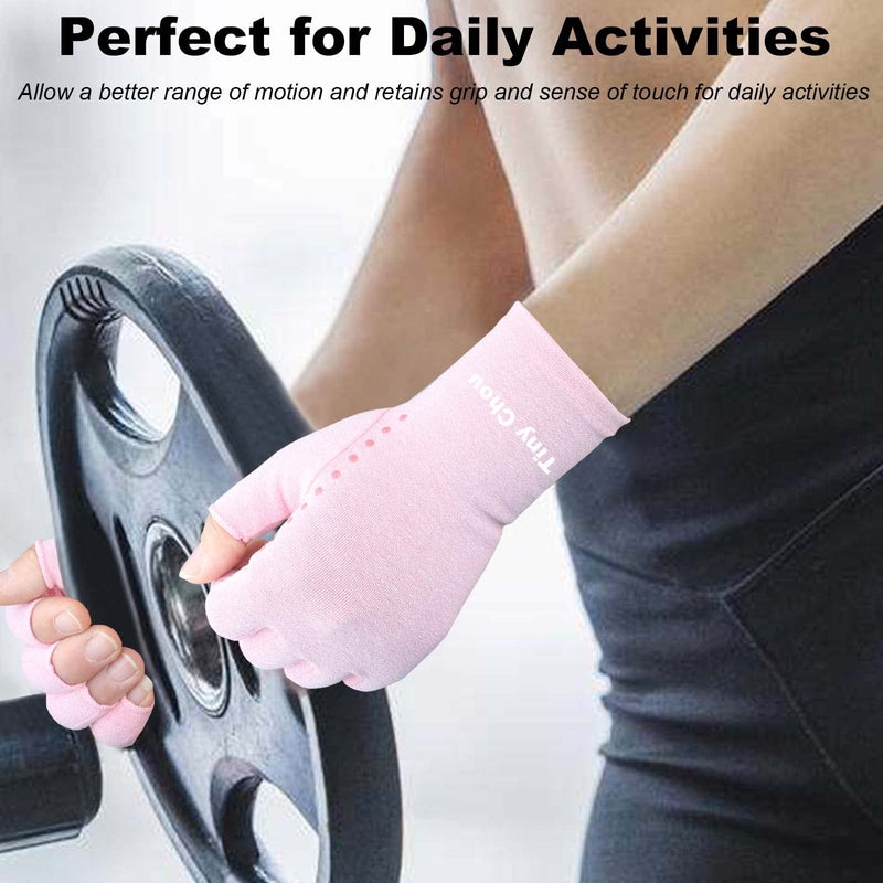 2 Pairs Arthritis Gloves, Compression Gloves for Women/Men, Relieve Arthritis,Rheumatoid,Osteoarthritis,Carpal Tunnel,Hand Pain,Anti-Slip Dots Fingerless Gloves for Work Support (Pure Black+Purple,S) Pure Black(1pair)+purple(1pair) Small - BeesActive Australia