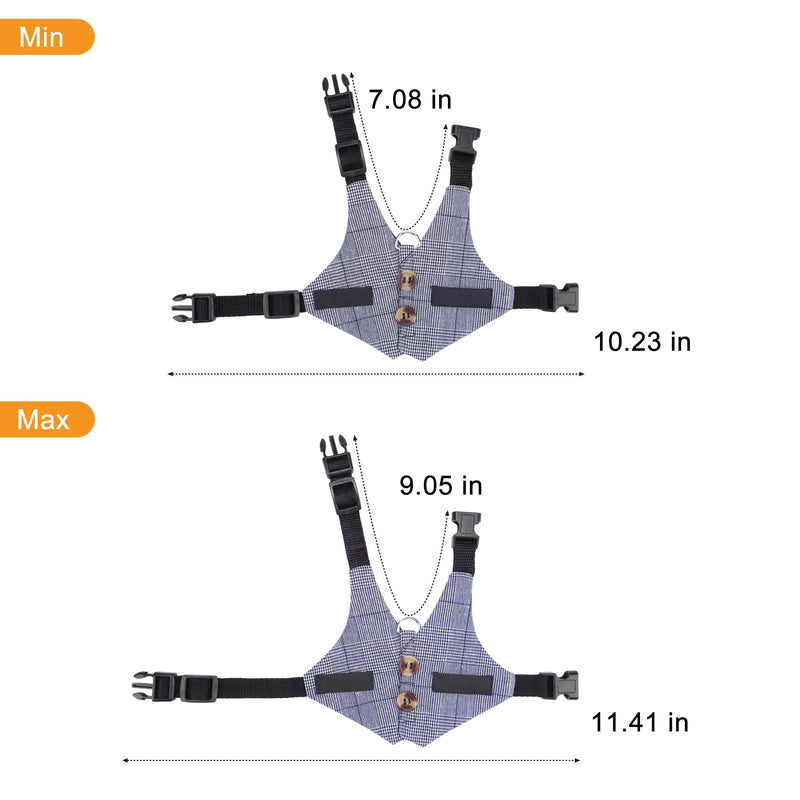 Filhome Rabbit Vest Harness and Leash Set Formal Suit Style Bunny Harness Adjustable Soft Harness with Button Decor for Rabbit Ferret Bunny Kitten Guinea Pig Small Animal Walking L Grey - BeesActive Australia