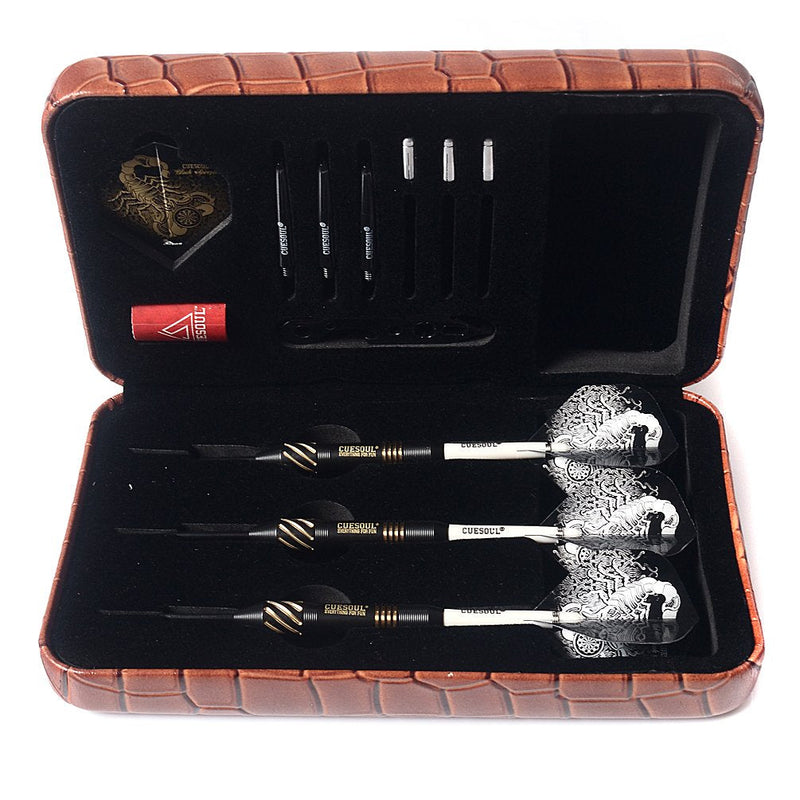 CUESOUL Steel Tip Darts Set 20/22/24 Grams with Deluxe PU Darts case-Black Scorpion Series F2004-20g - BeesActive Australia
