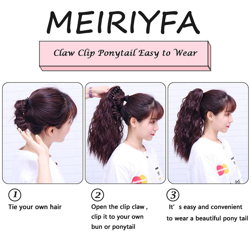 MEIRIYFA Short Black Ponytail Extension Curly Wavy Ponytail Extension Clip In On Ponytail Synthetic Hair Piece Heat Resistant for Daily Use 40 cm - BeesActive Australia