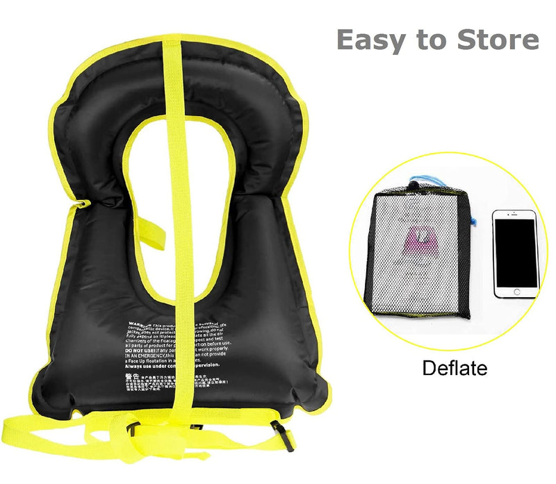 OMOUBOI Snorkel Vest for Adults Swim Vests Inflatable Snorkeling Jackets for Diving, Snorkeling, Swimming Safety (Suitable for 100-220 lbs) Black - BeesActive Australia