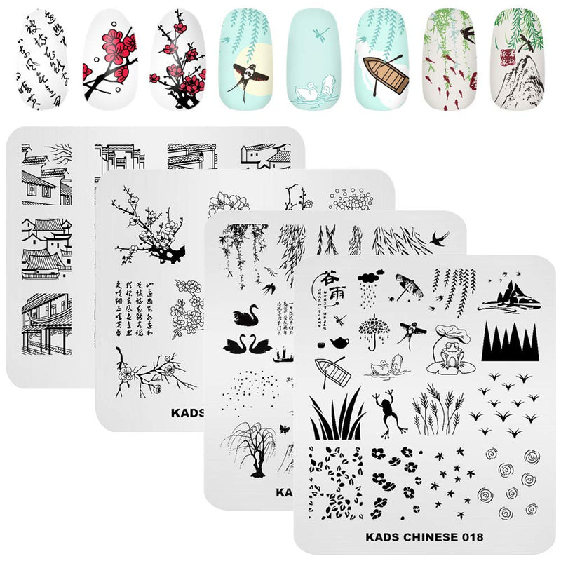 KAD Nail Stamping Plates 8pcs Templates Nail Art Plates set Chinese Style Series - BeesActive Australia