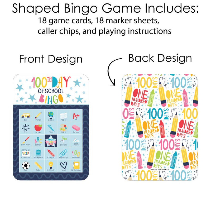Big Dot of Happiness Happy 100th Day of School - Picture Bingo Cards and Markers - 100 Days Party Bingo Game - Set of 18 - BeesActive Australia