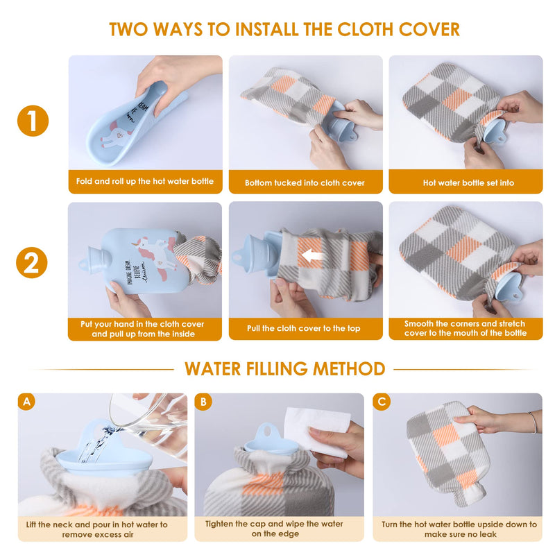 Hot Water Bottle, Warm Water Bag Rubber Hot Water Pouch with Extra Long Soft Plush Hand Waist Warmer Cover, Cute Panda Hot Water Bag for Pain Relief from Arthritis, Headaches, Hot and Cold Therapy Grey Panda - BeesActive Australia