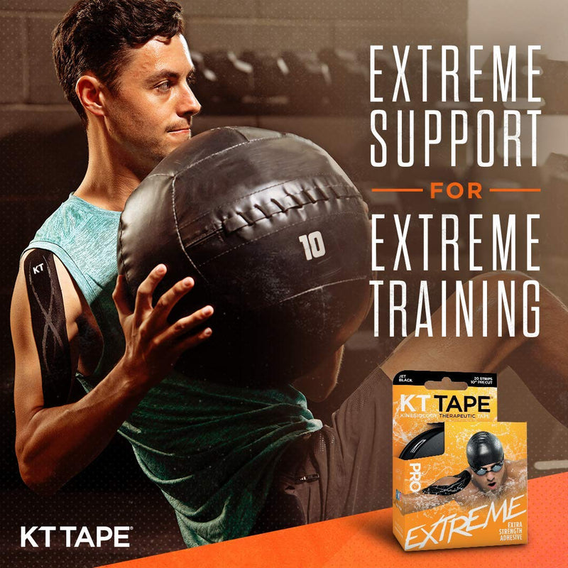 KT Tape, PRO Extreme Synthetic Kinesiology Athletic Tape, Tone Series, 20 Count, 10” Precut Strips, Espresso, 20 Precut Strips Jet Black - BeesActive Australia