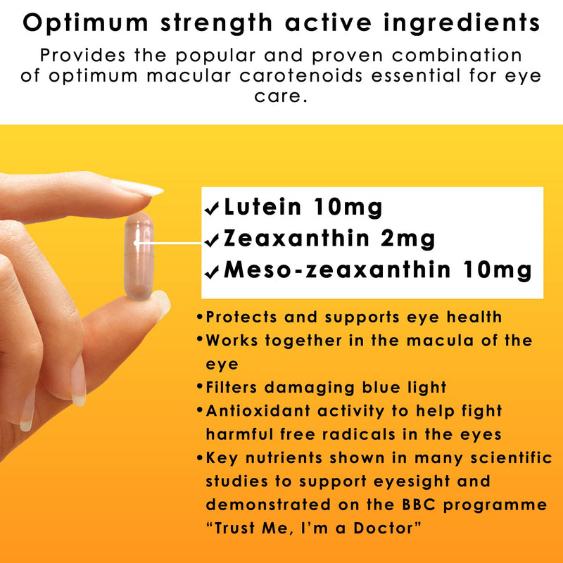 Lutein, Zeaxanthin & Meso-Zeaxanthin Eye Supplement: Vision Defender MAC � Antioxidant Carotenoids �Eye Vitamins� for Eyesight, Eye Care & Health - Vegan/Vegetarian - 90 Capsules/One-A-Day -Made in UK - BeesActive Australia