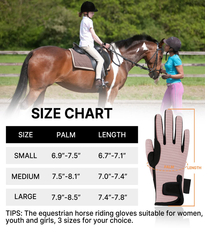 ChinFun Women's Horse Riding Gloves Stretchable Equestrian Gloves Breathable Horseback Lady Youth Girls Outdoor Cycling Light Pink Small - BeesActive Australia