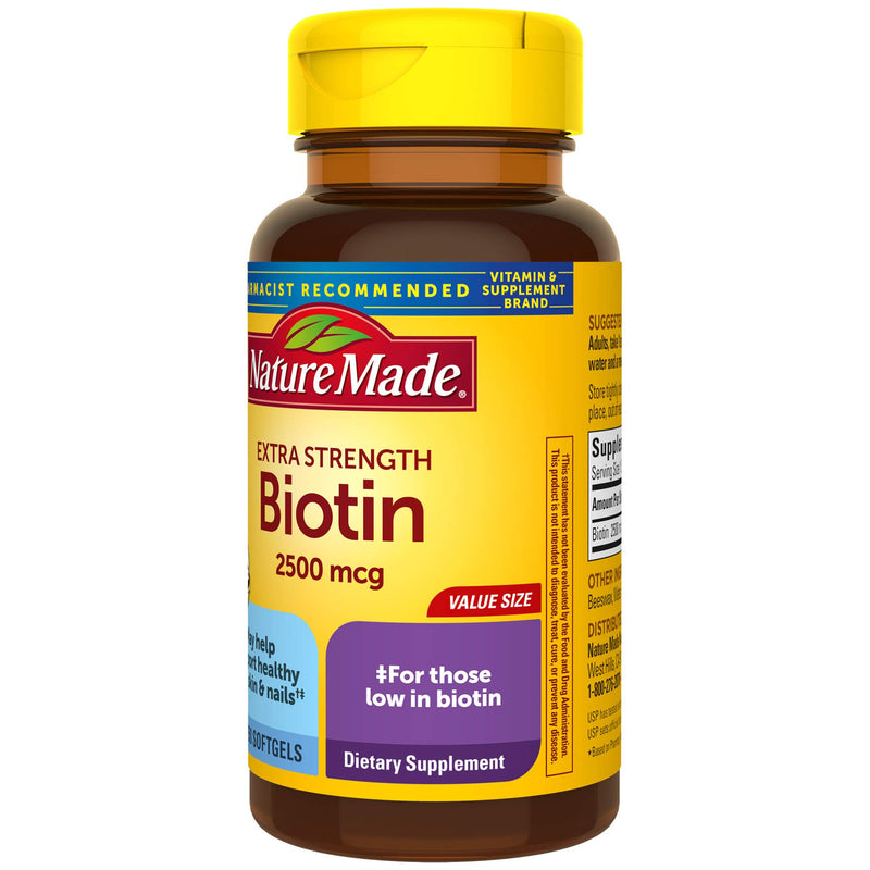 Nature Made Biotin 2500 mcg Softgels, 150 Count Value Size for Supporting Healthy Hair, Skin and Nails 150 Count (Pack of 1) - BeesActive Australia