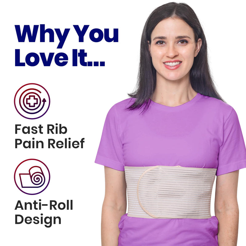 Chest Binder Rib Brace – Beige Rib Belt to Reduce Rib Cage Pain. Chest Compression Support for Rib Muscle Injuries, Bruised Ribs or Rib Flare. Breathable Chest Wrap Breast Binder for Women Men (S/M) S/M (Pack of 1) - BeesActive Australia