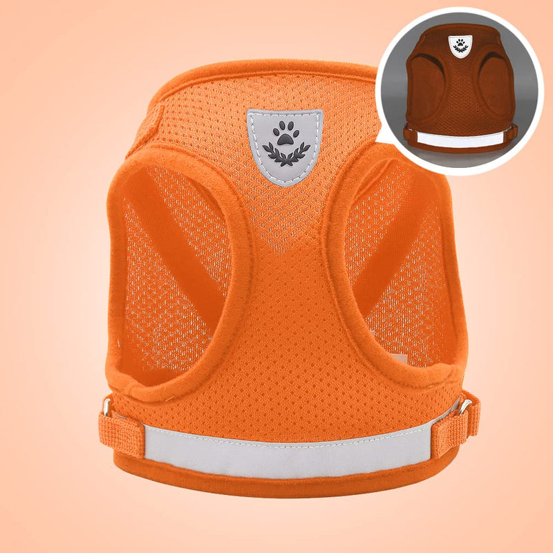 meioro No Pull Dog Harness,Reflective Adjustable Puppy Vest Harnesses with Leash Soft Padded Mesh,Lightweight Escape Proof Pet Harnesses for Small Medium Dog Cat Orange - BeesActive Australia