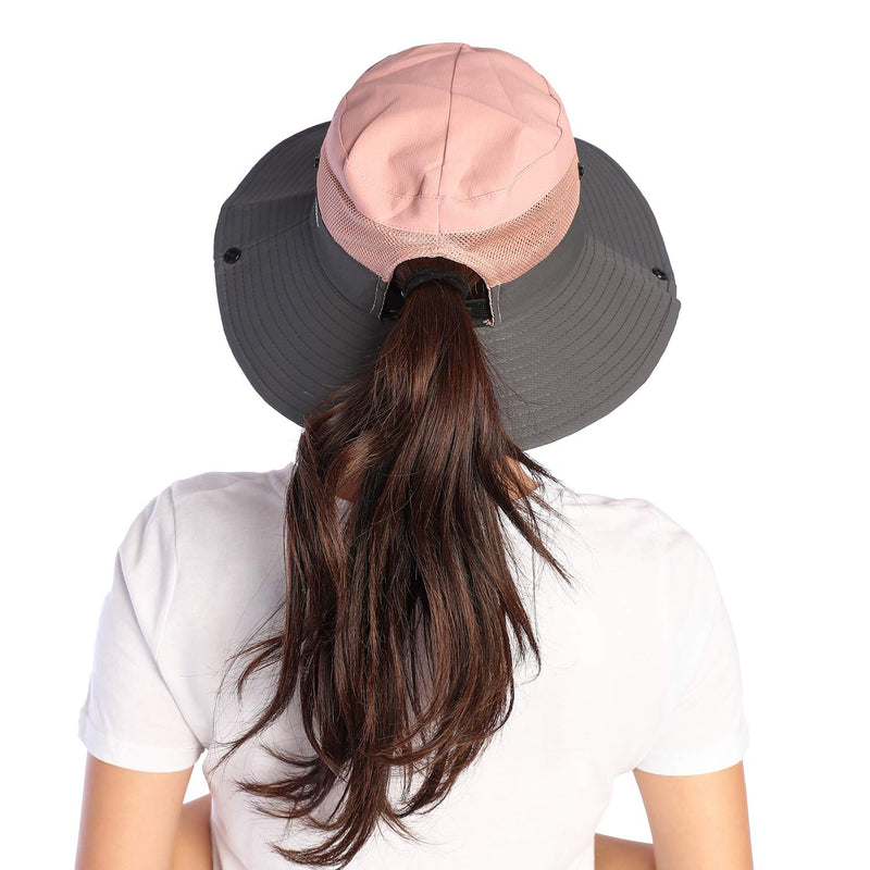 [AUSTRALIA] - VICSPORT Women Sun Hat Wide Brim Bucket Mesh Boonie Cap Outdoor Fishing Hats UV Protection Pink 