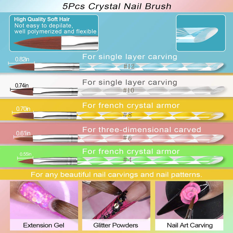 V BUTIGIRL Nail Brush Set, 11 Acrylic Nail Brushes Nail Art Supplies with Dual Head Wax Rhinestone Picker Dotting Pen, Crystal Rhinestones for Nail Art Decorations - BeesActive Australia