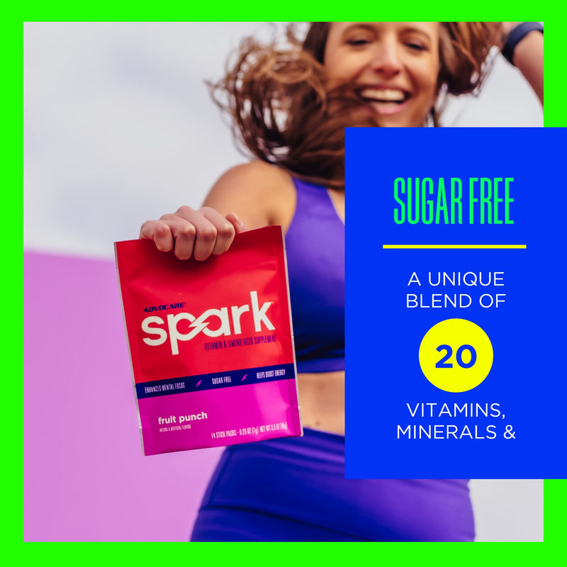 AdvoCare Spark Vitamin & Amino Acid Supplement - Focus and Energy Drink Mix - Fruit Punch - 14 Pack 14 Count (Pack of 1) - BeesActive Australia