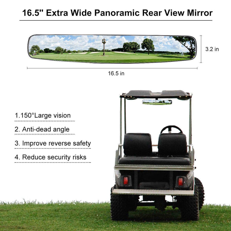 10L0L Adjustable Rotatable Golf Cart Rear View Mirror, Universal Safe 270 Rotation 16.5" Extra Wide Rear View Convex Golf Cart Mirror for EZ Go, Club Car, Yamaha - BeesActive Australia