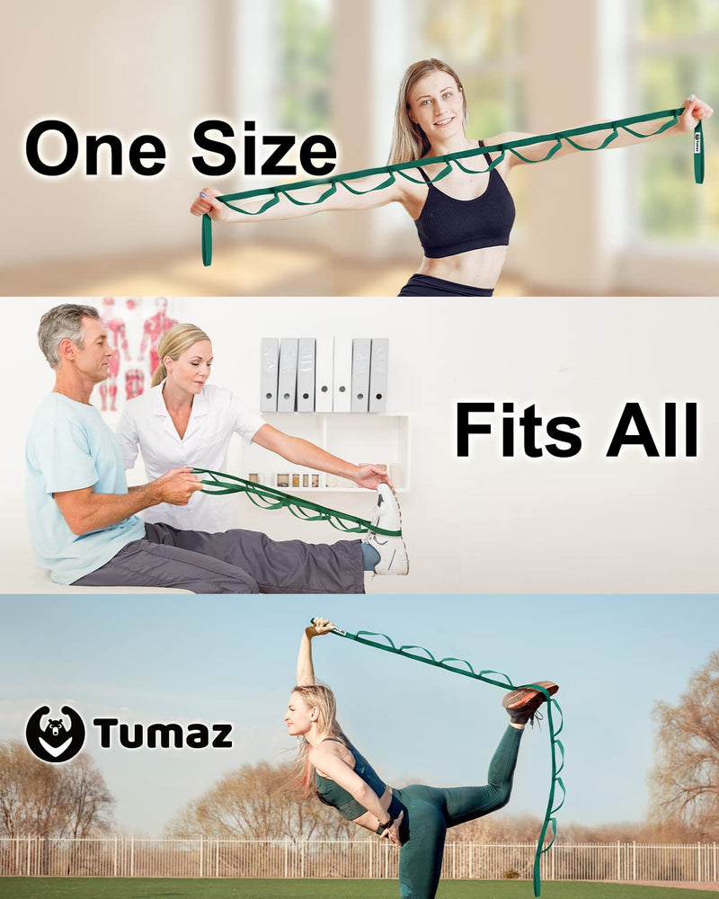 Tumaz Stretching Strap - 10 Loops & Non-Elastic Yoga Strap [Budget Version]- The Perfect Home Workout Stretch Strap for Physical Therapy, Yoga, Pilates, Flexibility - [Included E-Book, Extra Durable] - BeesActive Australia