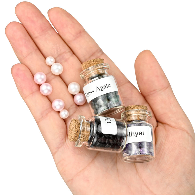 12Pcs Mini Crystals Gemstone Bottles Set, Healing Crystal Tumbled Stones Collection Kit Natural Quartz Gravel Wishing Bottle, DIY Craft Bottles for Reiki, Healing, Meditation, Chakra Balance 12pcs - BeesActive Australia