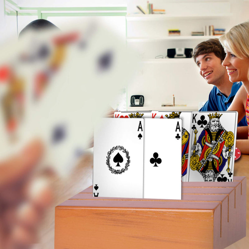 RNK Gaming Wooden Playing Card Holders Set of 2 Tray Racks - Organizer for Kids & Seniors - BeesActive Australia