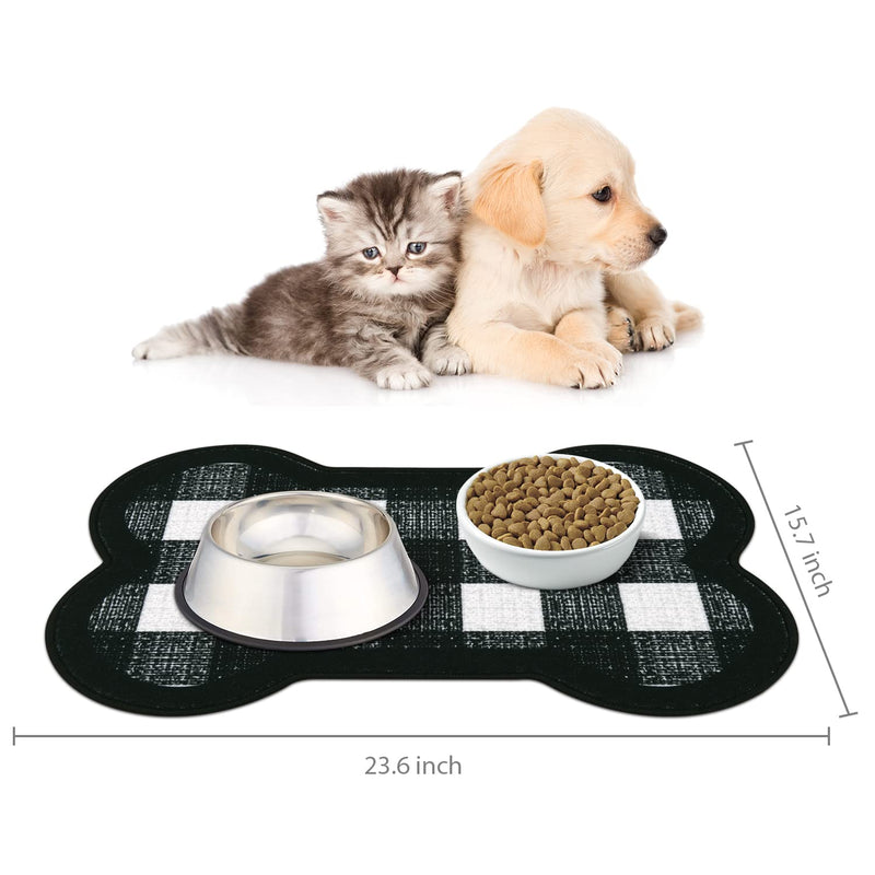 Yinuomo Non Slip Dog Food Mat, Waterproof Placemat for Cats Bowl and Water, Easy to Clean Absorbent Feeding Mats for Pet Dog Cat (Machine Washable), Large 16'' x 24'' Bone Shape - BeesActive Australia