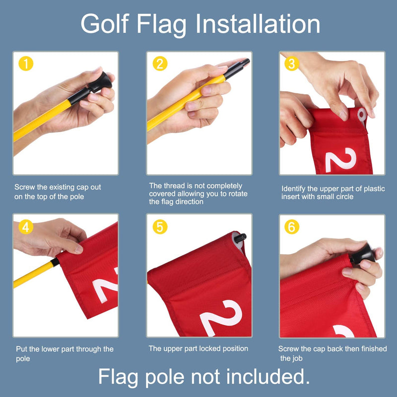 KINGTOP Numbered Golf Flag with Tube Inserted, All 8" L x 6", Putting Green Flags for Yard, 420D Nylon Mini Pin Flags Red Flags 3 Sets/ #1,2,3 - BeesActive Australia