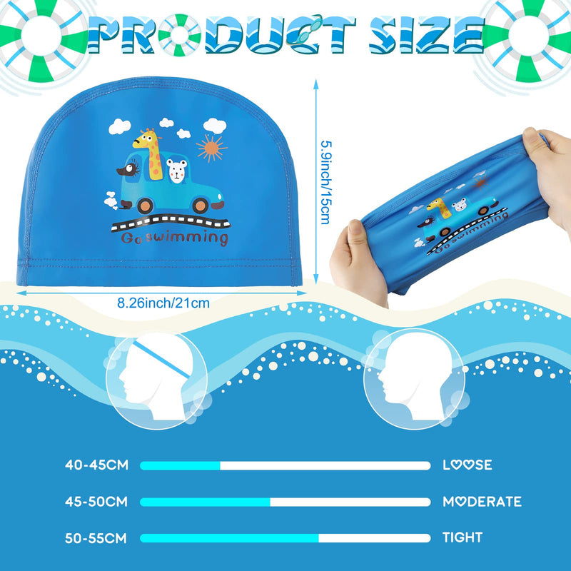 2 Pieces Kids Swimming Caps for Kids, Toddler, Children, Boys and Girls, Kids Waterproof Bathing Swim Cap for Long and Short Hair Dinosaur, Car - BeesActive Australia