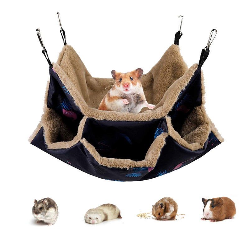Petmolico Small Pet Hanging Triple-Layer Warm Hammock Bed Cage Accessories Bedding Hideout Playing Sleeping for Parrot Sugar Glider Ferret Squirrel Hamster Rat Navy Blue - BeesActive Australia