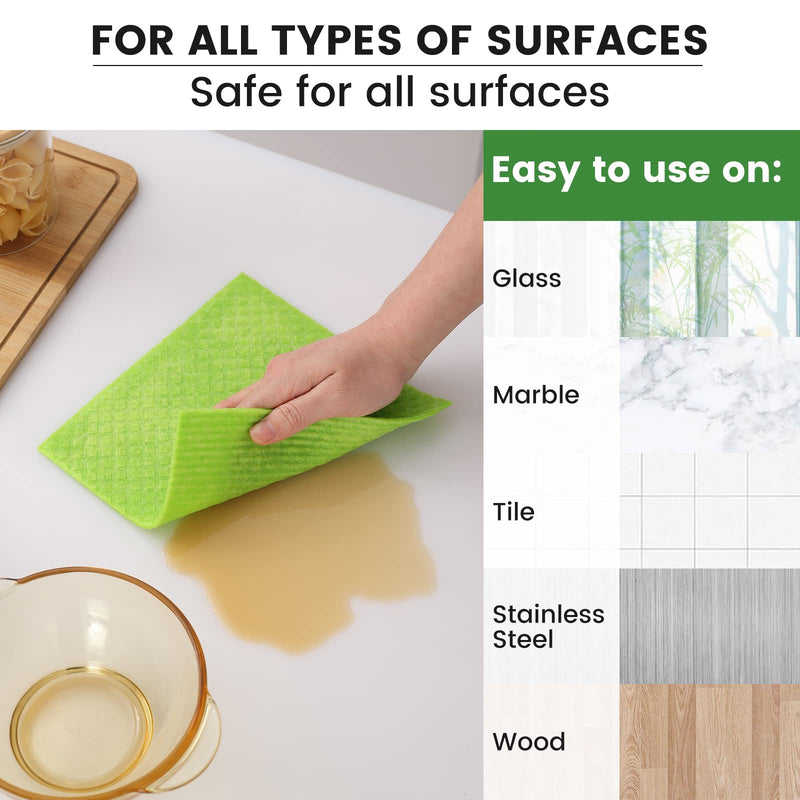 Homaxy Swedish Dishcloths for Kitchen, 10 Pack Reusable and Eco-Friendly Cellulose Sponge Cloths Dish Towels, Absorbent and No Odor Paper Towels for Dishes ＆ Counters, Lime Green Pack of 10 - BeesActive Australia