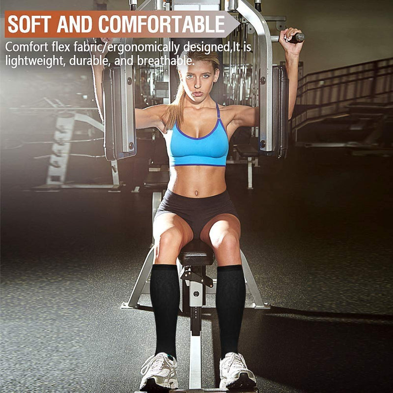 Compression Socks for Men & Women 7 Pairs Circulation 15-20 mmHg-Best support for Athletic, Nurse, Medical, Running L-XL Black - BeesActive Australia