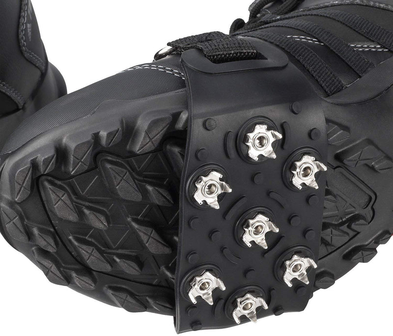 FANBX F Crampon Traction Cleats Anti-Skid Traction Grips Crampons Spikes 7 Point Cleats for Footwear for Walking, Jogging, Hiking, Mountaineering Ice Snow Grips Black 2 Pairs - BeesActive Australia