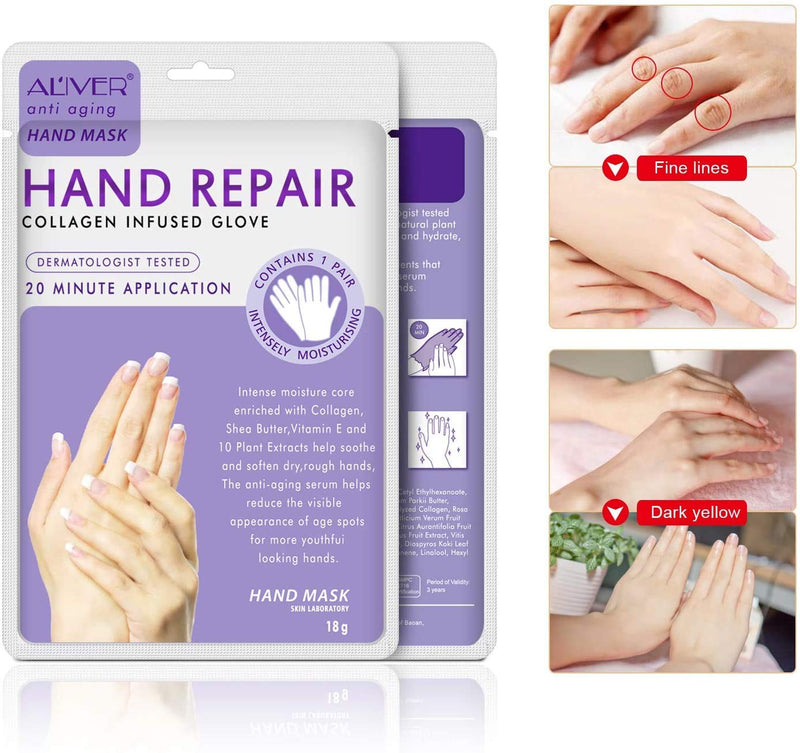 4 Pack Hands Moisturizing Gloves, Hand Spa Mask Infused Collagen, Serum + Vitamins + Natural Plant Extracts for Dry, Cracked Hands, Moisturizer Hands Mask, Repair Rough Skin for Women&Men - BeesActive Australia