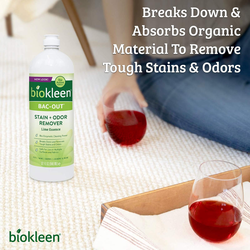 Biokleen Bac-Out Stain+Odor Remover, Destroys Stains & Odors Safely, for Pet Stains, Laundry, Diapers, Wine, Carpets, & More, Eco-Friendly, Non-Toxic, Plant-Based, 16 Ounces 1 Pack 16 Ounce - BeesActive Australia