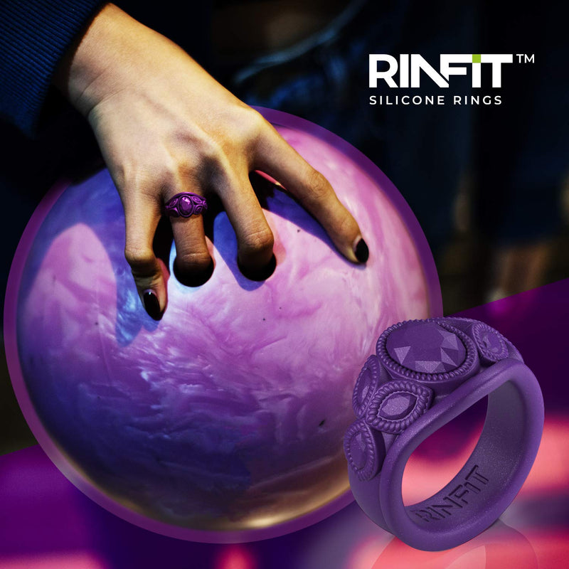 Rinfit Silicone Rings for Women - Oval Diamond Collection. Unique Women's Rubber Engagement Bands. Lifetime Coverage. U.S. Patent Pending Black 4 - BeesActive Australia