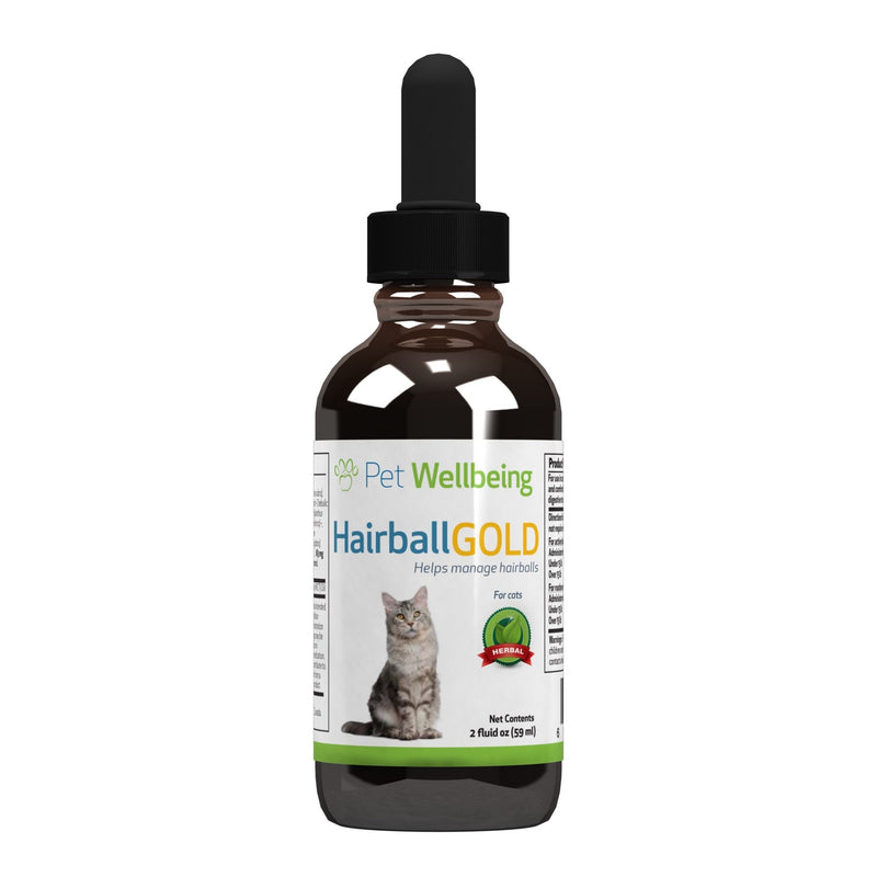 Pet Wellbeing Herbal Hairball Support for Cats - Manage Cat Hairballs + Pass Hairballs Through Digestive System - Liquid Formula with Lubricating Ingredients Slippery Elm, Marshmallow, +more - 2 oz. - BeesActive Australia