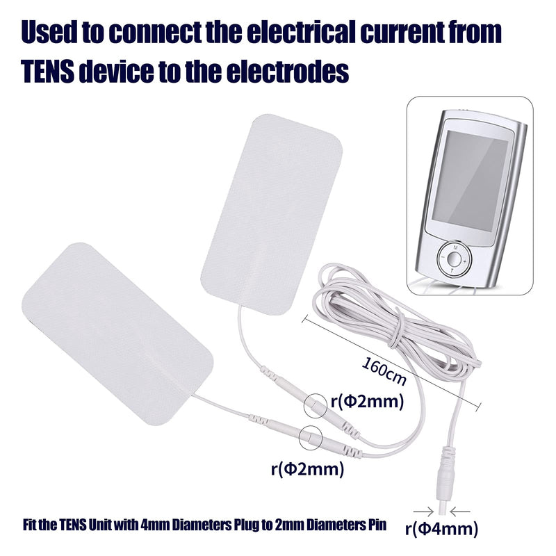 4 Count TENS Wires Electrode Wires for TENS Unit Electrodes Lead Wires for TENS (4mm Diameters Plug to 2mm Diameters Pin) - BeesActive Australia
