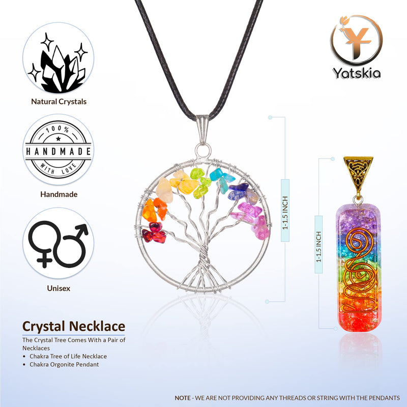 YATSKIA Crystal Tree - Bonsai Tree - Tree of Life - Seven Chakra Crystals - Gemstones - Home Decor - Crystal Necklaces - House Warming Gifts New Home - Spiritual Gifts - Crystal Gifts Seven Chakra (Copper Wire) - BeesActive Australia