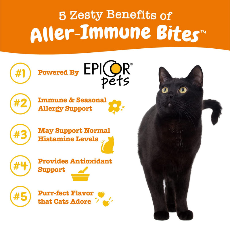 Zesty Paws Aller-Immune Soft Chews for Cats - with L-Lysine, EpiCor, Astragalus Root, Quercetin & Antioxidants - Advanced Functional Supplement for Cat Immune Support - Bacon Flavor - 60 Count - BeesActive Australia