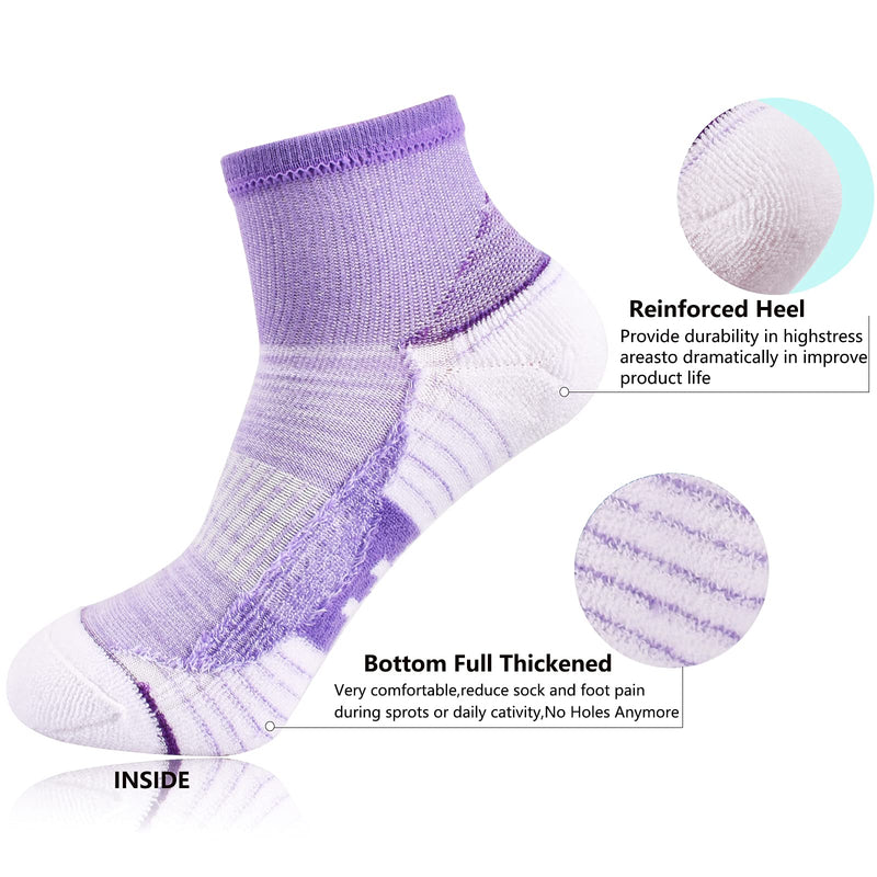 Women's Athletic Ankle Socks Quarter Cushioned Running Socks Hiking Performance Sport Cotton Socks 6 Pack Multicolor - BeesActive Australia