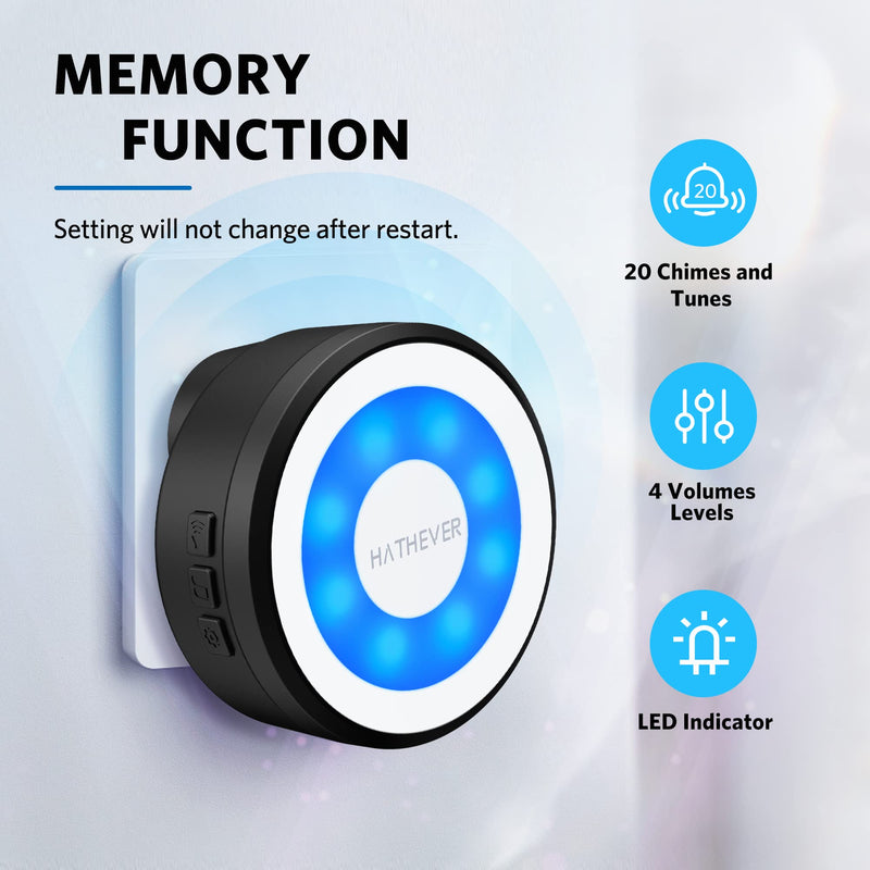 Hathever Dog Doorbells for Potty Training, Wireless Puppy Door Bell Operating at 1000 Feet with IP65 Waterproof Touch Button, 4 Notification Modes 1 Receiver + 2 Transmitters - BeesActive Australia