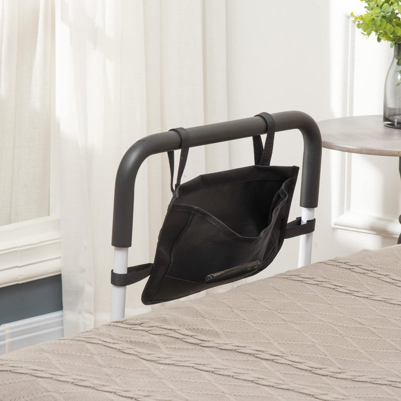 HOMCOM Safety Bed Rail, Height Adjustable Bed Assist Rail with Storage Pocket, Grab Bar for Disabled and Senior, White - BeesActive Australia