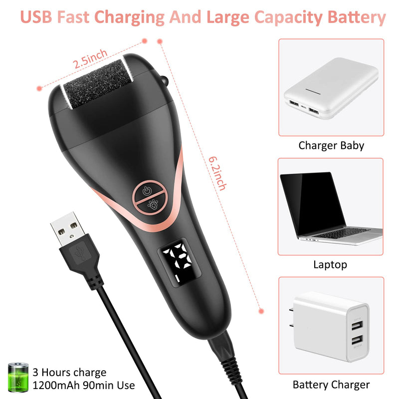 Electric Foot File, Hard Skin Remover, Norbase Professional Rechargeable Callus Remover Feet Care Pedicure Set 15 in 1 Foot File for Dry Dead Skin Cracked Heels Calluses with 3 Roller Heads 2 Speed Black-New - BeesActive Australia