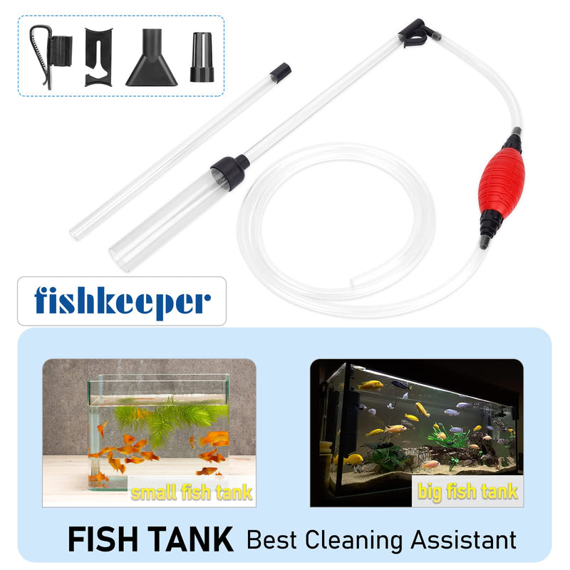 fishkeeper Fish Tank Cleaning Tools Gravel Vacuum for Aquarium, 80GPH/256GPH Fish Tank Vacuum Gravel Cleaner with Hanging Clip & Flow Control Clamp Small - BeesActive Australia