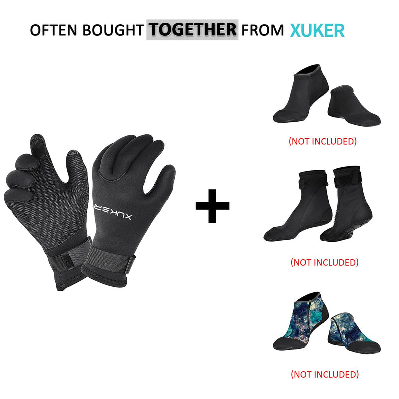 XUKER Water Gloves, 3mm & 5mm Neoprene Five Finger Warm Wetsuit Winter Gloves for Scuba Diving Snorkeling Paddling Surfing Kayaking Canoeing Spearfishing Skiing 5mm-black Large - BeesActive Australia