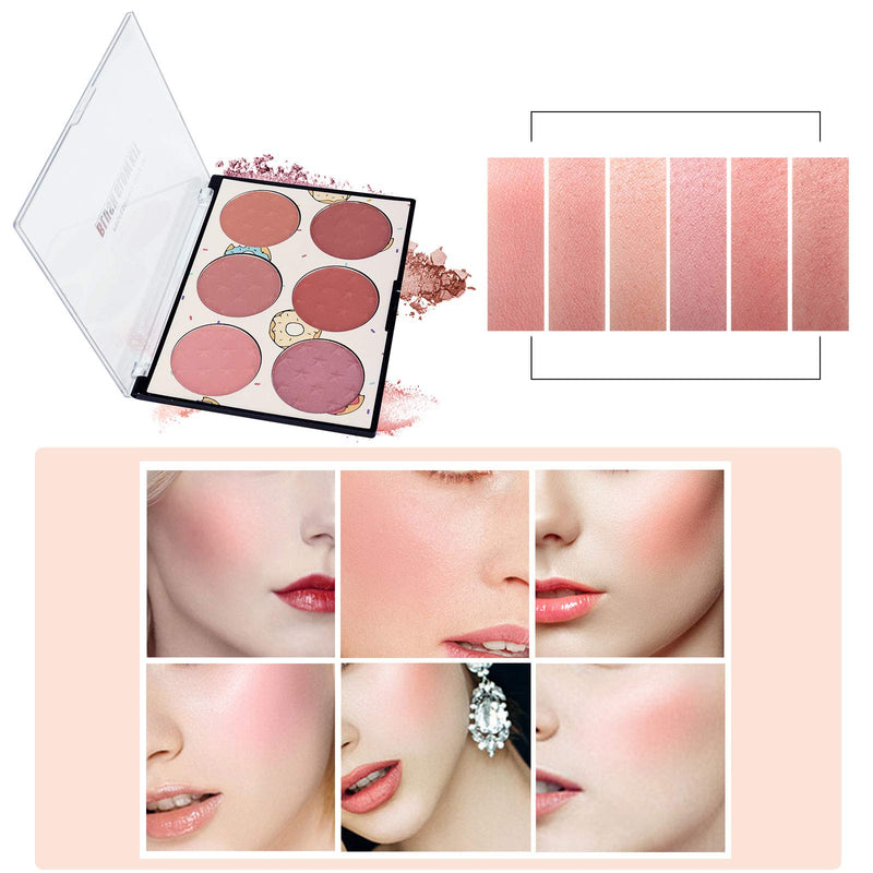 Ownest 6 Colors Face Blush Palette,Light Luxury Blush Palette Matte Blush Powder Bright Shimmer Face Blush,Contour and Highlight Blush Palette(with A Blush Brush)-Set A - BeesActive Australia