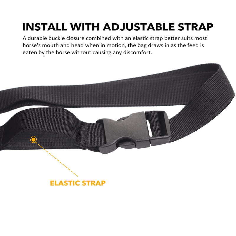Harrison Howard Horse Muzzle Feed Bag Durable Nylon Mesh Grain Feed Bag with Adjustable Strap Champion Hlue - BeesActive Australia