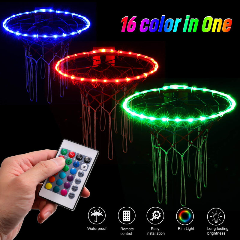 WAYBELIVE LED Basketball Hoop Lights, Remote Control Basketball Rim LED Light, 16 Color Change by Yourself, Waterproof?Super Bright to Play at Night Outdoors ,Good Gift for Kids - BeesActive Australia