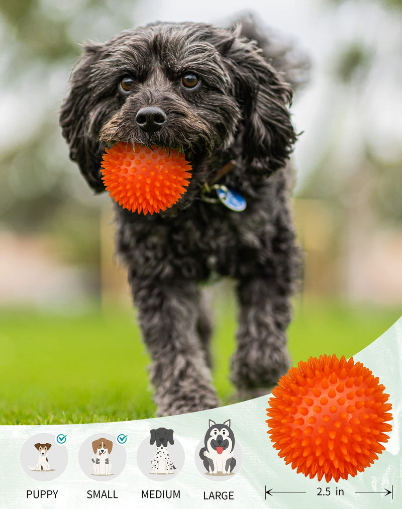 2.5" Squeaky Dog Balls for Small Medium Dogs , 6 Pack Small Dog Chew Toys with Spike, Puppy Toys for Teeth Cleaning and Training - BeesActive Australia