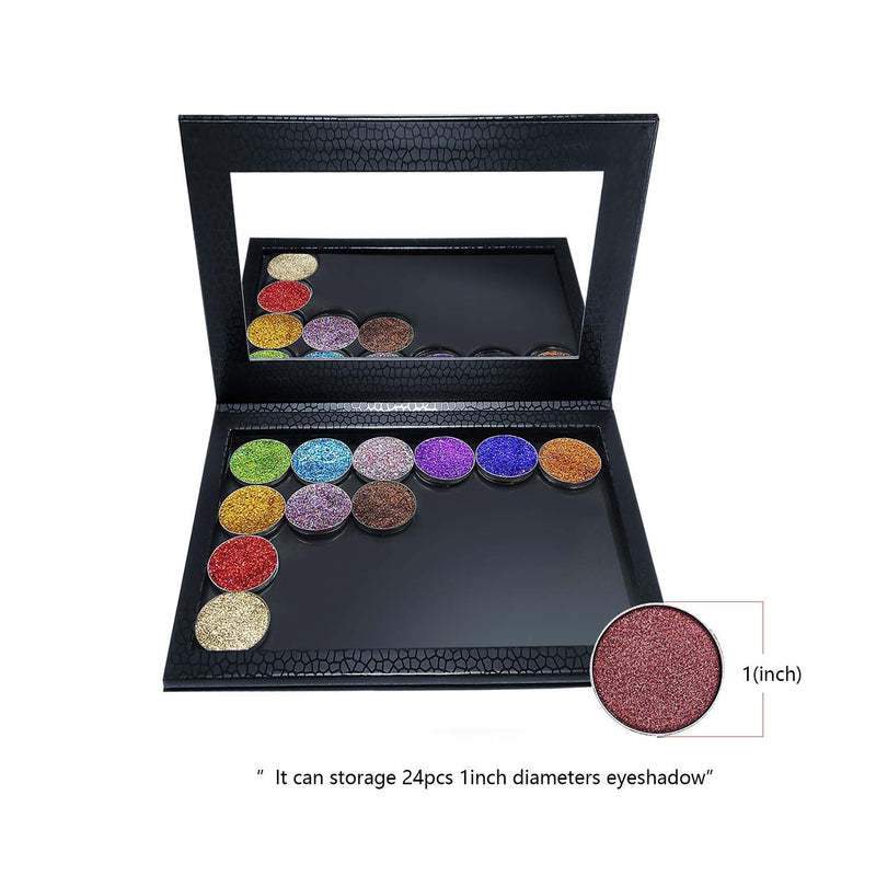 Allwon Magnetic Palette Empty Makeup Palette with Mirror for Eyeshadow Lipstick Blush Powder (Black) Black - BeesActive Australia