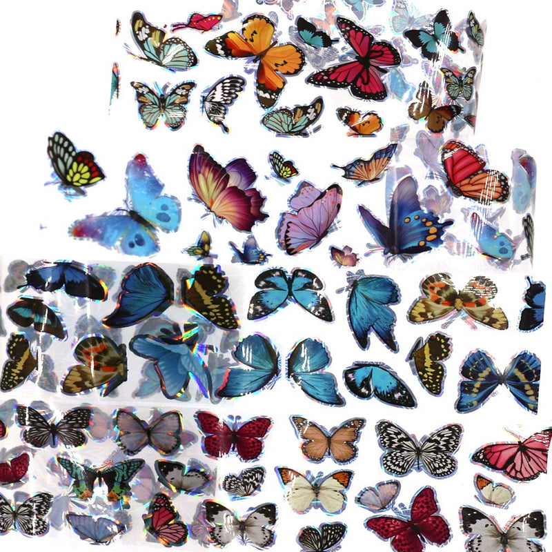 Holographic Butterfly Nail Foil Laser Nail Sticker Mix Butterflies 10 Style Starry Sky Star Foil Stickers Set Nail Transfer Tips Manicure Art DIY Decoration Kit - BeesActive Australia